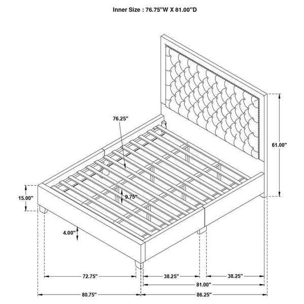 Hailey Upholstered Eastern King Panel Bed Black - 315925KE