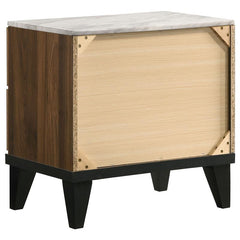 Mays 2-drawer Nightstand Walnut Brown with Faux Marble Top - 215962
