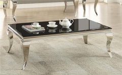 Carone Rectangular Glass Top Coffee Table Black and Chrome - 705018