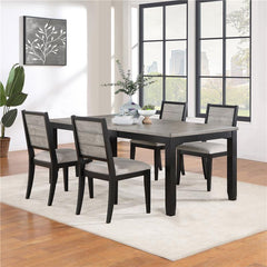 Elodie 5-piece Dining Table Set with Extension Leaf Grey and Black - 121221-S5