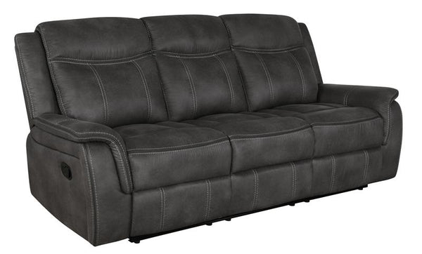 Lawrence Upholstered Padded Arm Reclining Sofa Charcoal - 603504