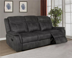 Lawrence Upholstered Padded Arm Reclining Sofa Charcoal - 603504