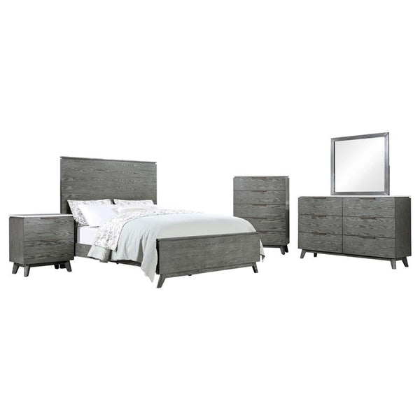 Nathan 5-piece Eastern King Bedroom Set Grey - 224601KE-S5