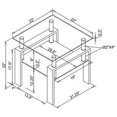 Dyer 1-shelf Square Glass Top Side End Table Black - 702287