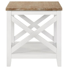 Hollis Square Wood End Table With Shelf Brown and White - 708097