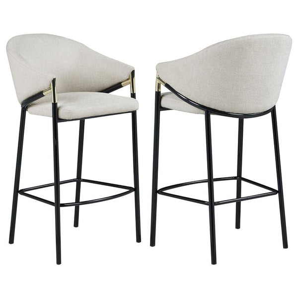 Chadwick Sloped Arm Bar Stools Beige and Glossy Black (Set of 2) - 183437