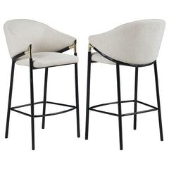 Chadwick Sloped Arm Bar Stools Beige and Glossy Black (Set of 2) - 183437