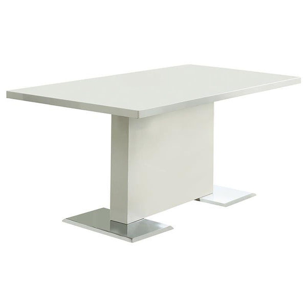 Anges T-shaped Pedestal Dining Table Glossy White - 102310
