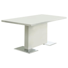 Anges T-shaped Pedestal Dining Table Glossy White - 102310