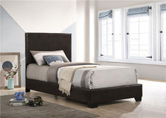 Conner Upholstered Twin Panel Bed Dark Brown - 300261T