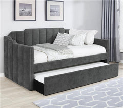Kingston Upholstered Twin Daybed with Trundle Charcoal - 315962
