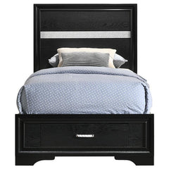Miranda Wood Twin Storage Panel Bed Black - 206361T