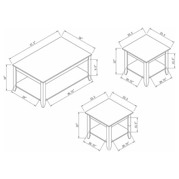 Brooks 3-piece Rectangular Coffee Table Set Cappuccino - 700285