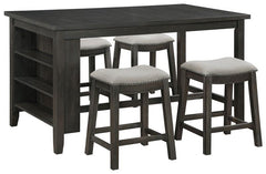 Elliston 5-piece Rectangular Counter Height Dining Set Dark Grey and Beige - 121168-S5