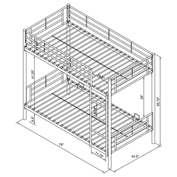 Hayward Metal Twin Over Twin Bunk Bed Silver - 460072