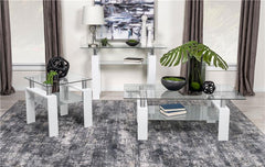 Dyer 1-shelf Rectangular Glass Top Coffee Table White - 703438