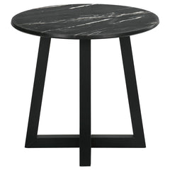 Skylark Round Marble-like SmartTop Side End Table Black - 707847