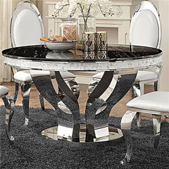 Anchorage Round Dining Table Chrome and Black - 107891