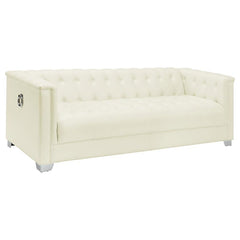 Chaviano Upholstered Track Arm Sofa Pearl White - 505391