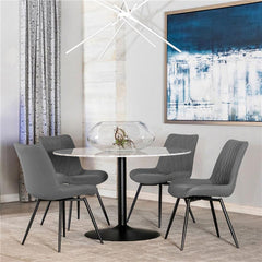 Bartole Round Dining Table White and Matte Black - 108020