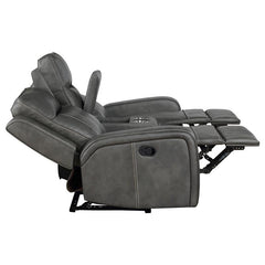 Raelynn 3-piece Upholstered Reclining Sofa Set Grey - 603191-S3