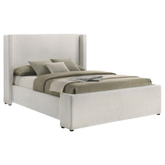 Alamosa Boucle Upholstered Eastern King Wingback Platform Bed White - 310078KE