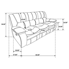 Camila 2-piece Upholstered Motion Reclining Sofa Set Black - 610244-S2