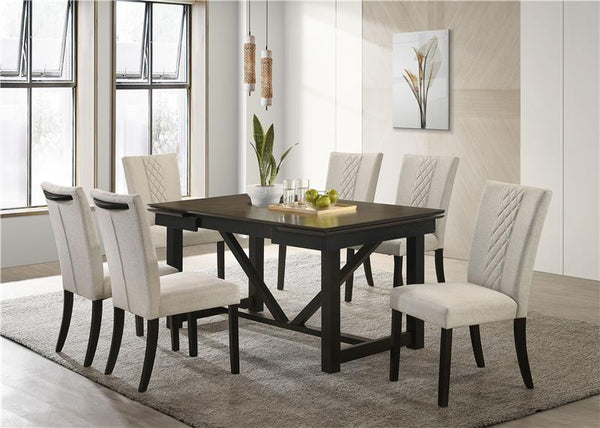 Malia Upholstered Solid Back Dining Side Chair Beige and Black (Set of 2) - 122342