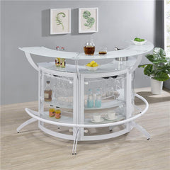 Dallas 2-shelf Curved Home Bar White and Frosted Glass (Set of 3) - 182136-S3