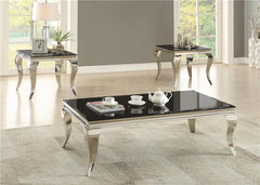Carone Rectangular Glass Top Coffee Table Black and Chrome - 705018
