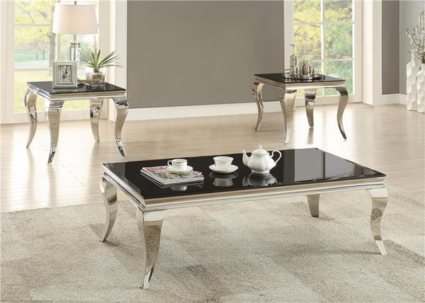 Carone Square End Table Chrome and Black - 705017