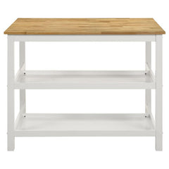 Hollis Kitchen Island Counter Height Table with Pot Rack Brown and White - 122246