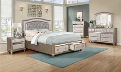 Bling Game 5-piece Eastern King Bedroom Set Platinum - 204180KE-S5