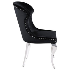 Cheyanne Upholstered Wingback Side Chair with Nailhead Trim Chrome and Black (Set of 2) - 190742