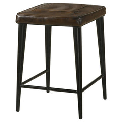 Alvaro Leather Upholstered Backless Counter Height Stool Antique Brown and Black (Set of 2) - 109078