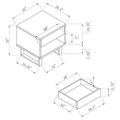 Atchison 1-drawer Rectangular End Table White High Gloss - 705697
