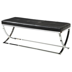 Walton Leatherette Upholstered Tufted Accent Bench Black - 501156