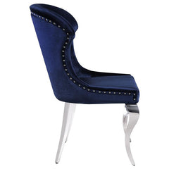 Cheyanne Upholstered Wingback Side Chair with Nailhead Trim Chrome and Ink Blue (Set of 2) - 190745