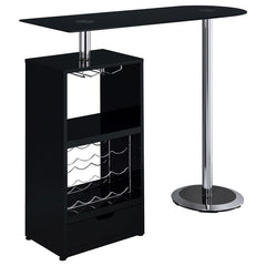 Koufax 1-drawer Bar Table Glossy Black - 120451