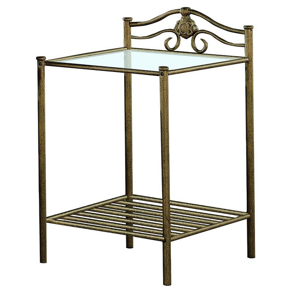 Sydney Metal 2-shelf Nightstand Antique Brushed Gold - 300172