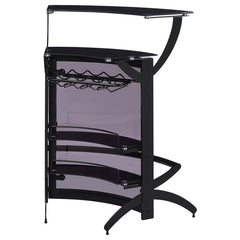 Dallas 2-shelf Home Bar Smoked and Black Glass - 182135