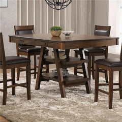 Dewey 2-drawer Counter Height Table with Open Shelves Walnut - 115208