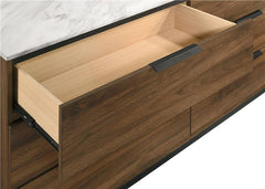 Mays 6-drawer Dresser Walnut Brown with Faux Marble Top - 215963