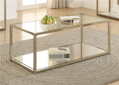 Cora Glass Top Coffee Table Mirrored Shelf Chocolate Chrome - 705238