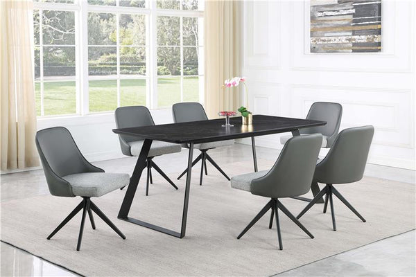 Smith Rectangle Ceramic Top Dining Table Black and Gunmetal - 115231