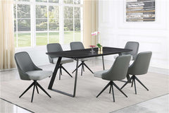 Smith Rectangle Ceramic Top Dining Table Black and Gunmetal - 115231