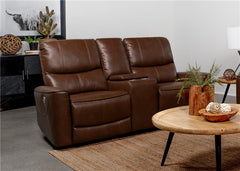 Greenfield Upholstered Power Reclining Loveseat Saddle Brown - 610265P