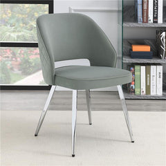 Hastings Upholstered Dining Chairs with Open Back (Set of 2) Grey and Chrome - 193742