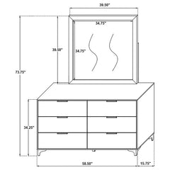 Kendall 6-drawer Dresser with Mirror Black - 224453M