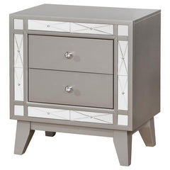 Leighton 2-drawer Nightstand Metallic Mercury - 204922